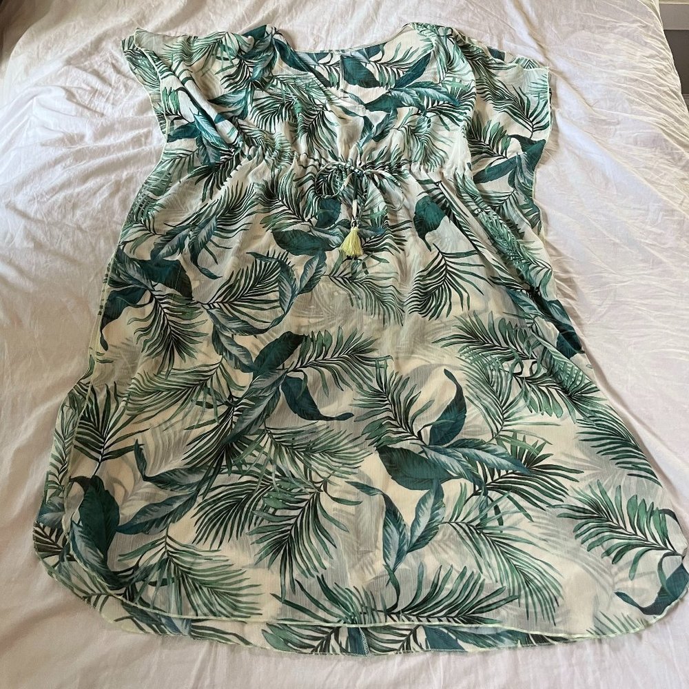 Palm Leaf Patterned Swimsuit Cover